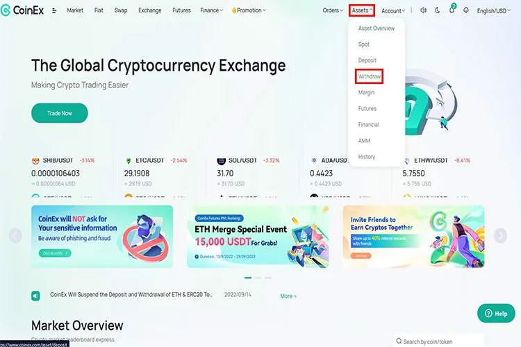 آموزش پلتفرم تبادل کوینکس پروسه برداشت صرافی کوینکس